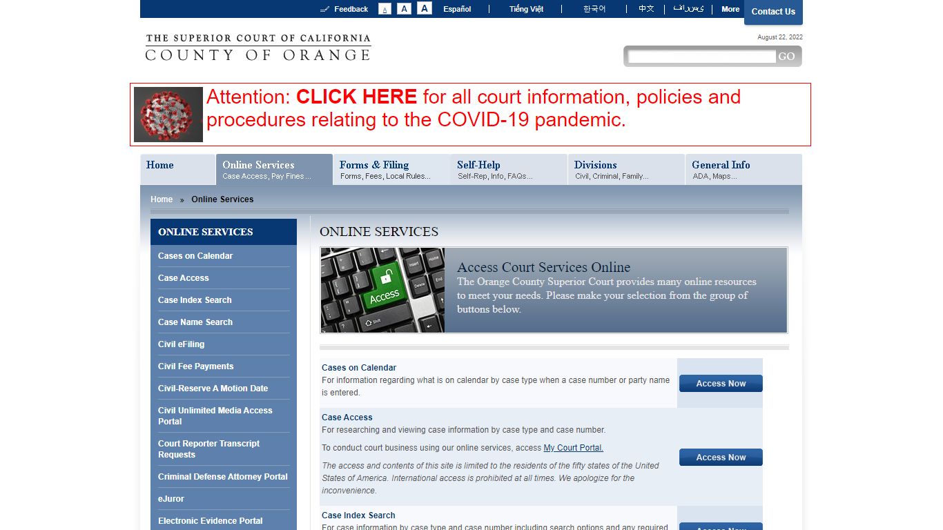 Access Court Services Online - occourts.org